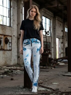 rag & bone White and Blue Tie-Dye Jeans